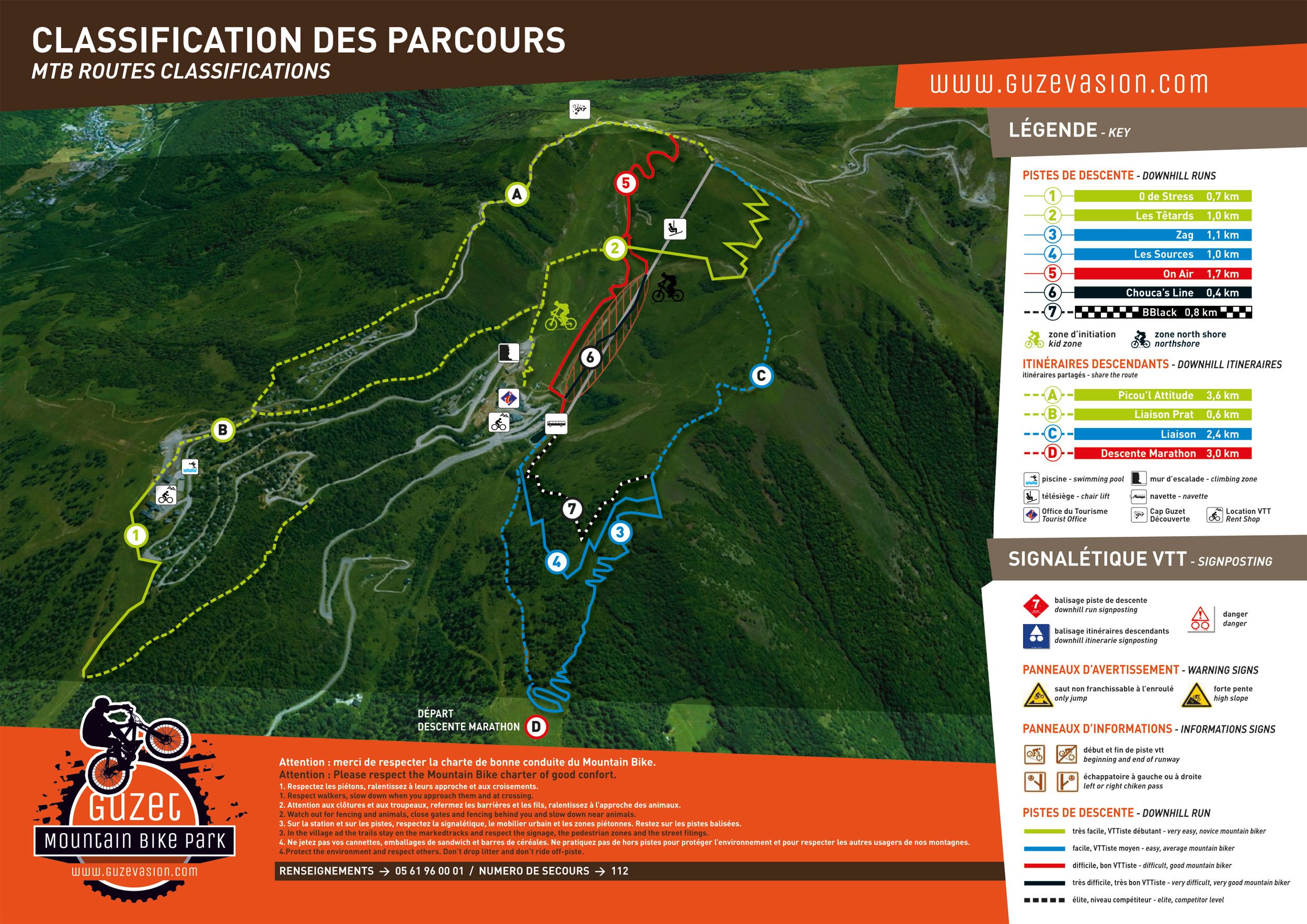 Plan du Bike Park VTT de Guzet