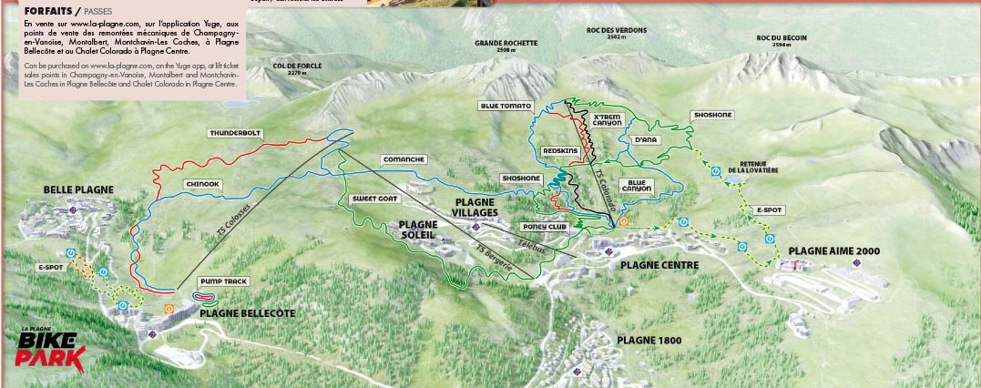 Plan du Bike Park VTT de La Plagne