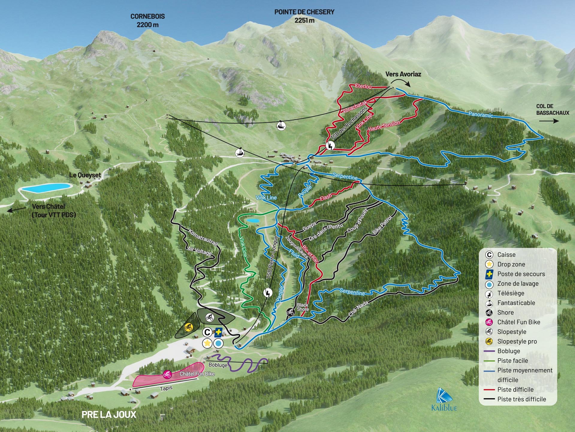 Plan du Bike Park VTT de Châtel