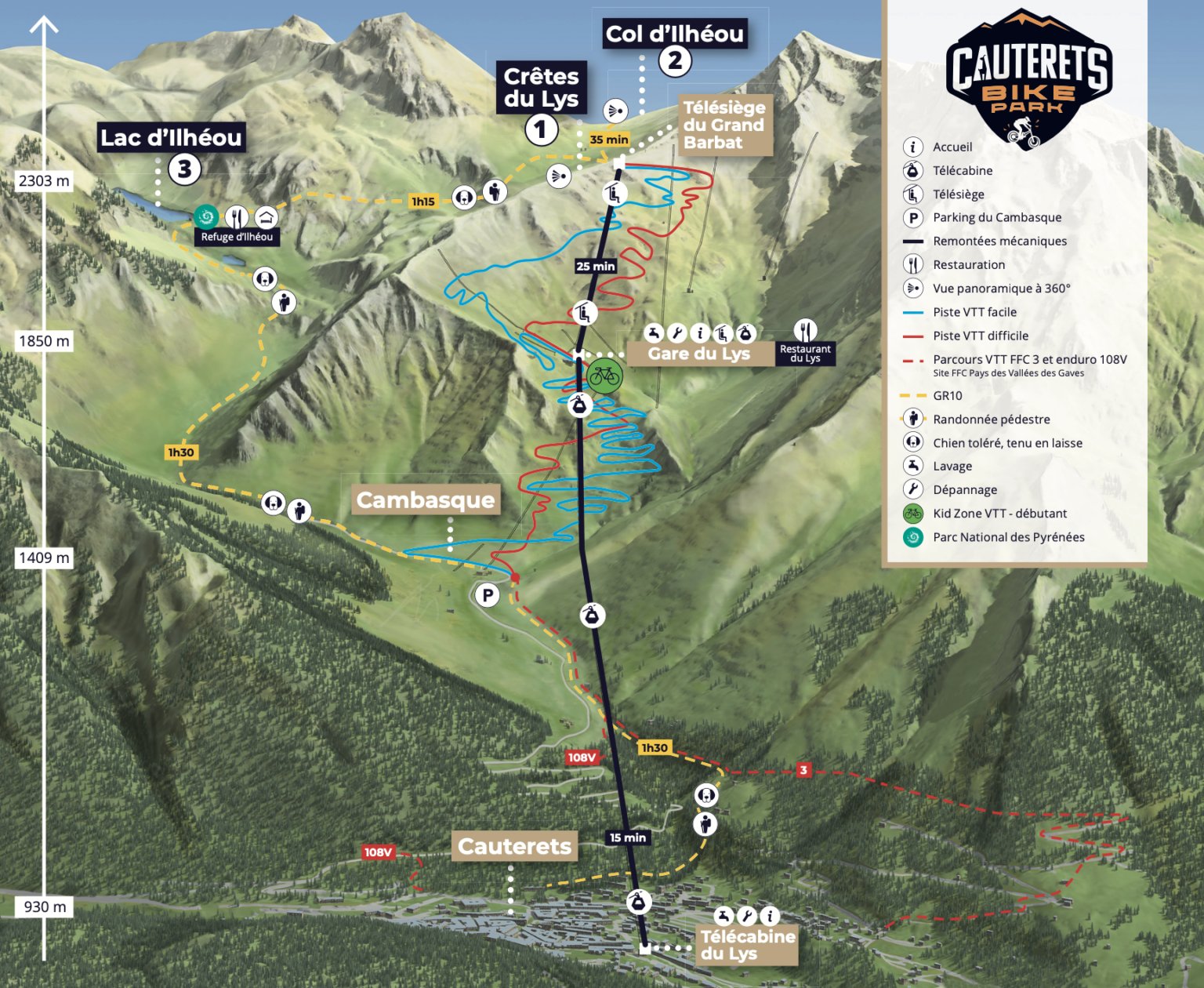 Plan du Bike Park VTT de Cauterets