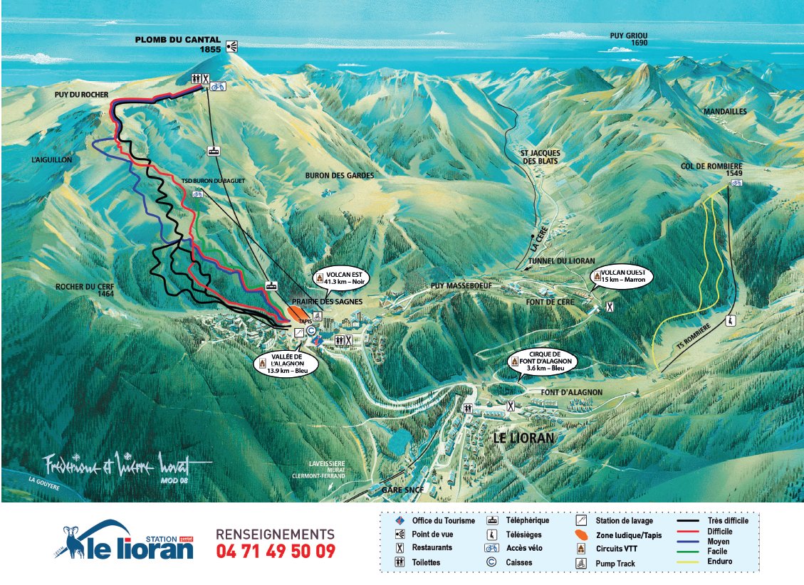 Plan du Bike Park VTT de Le Lioran