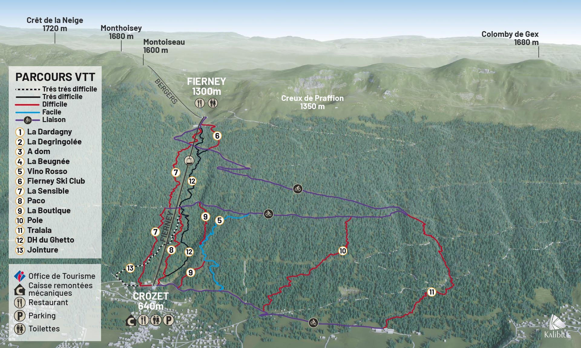 Plan du Bike Park VTT de Monts Jura