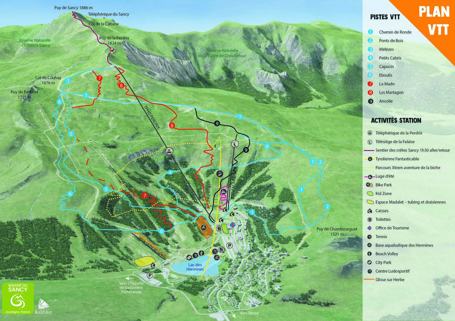 Plan du Bike Park VTT de Super Besse