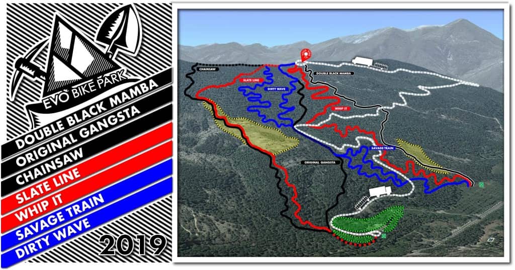 Plan du Bike Park VTT de Evo Bike Park