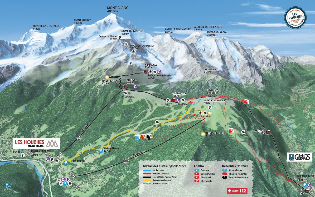 Plan du Bike Park VTT de Les Houches