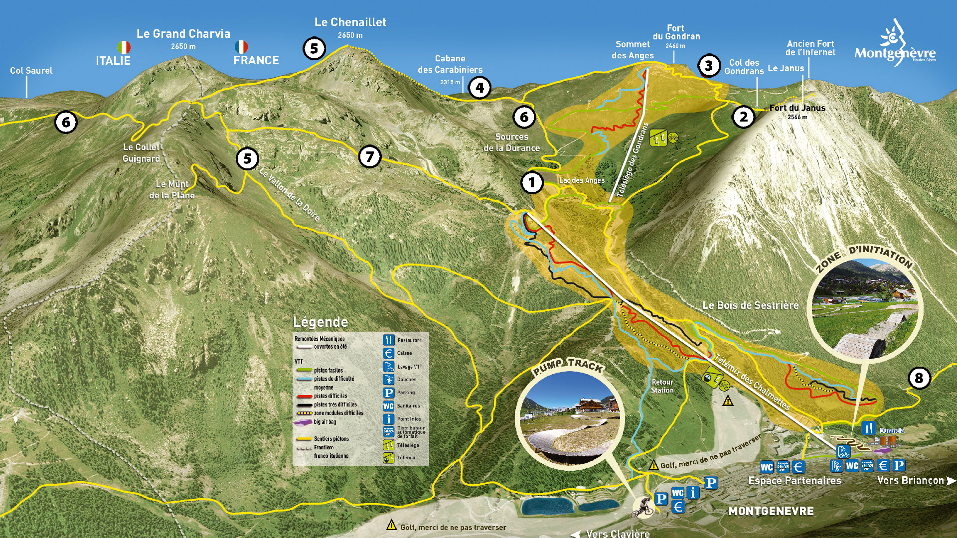 Plan du Bike Park VTT de Montgenèvre