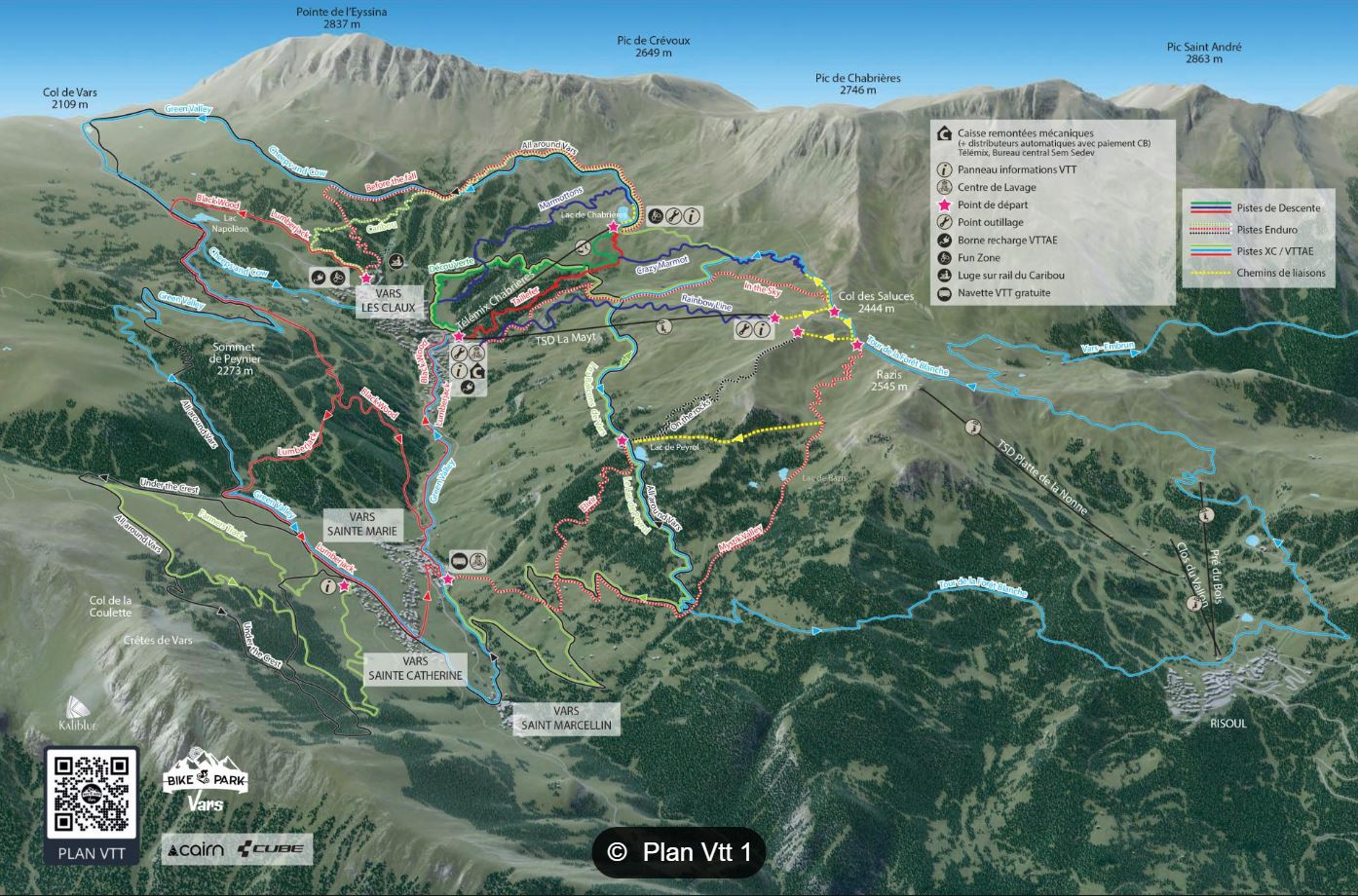 Plan du Bike Park VTT de Vars